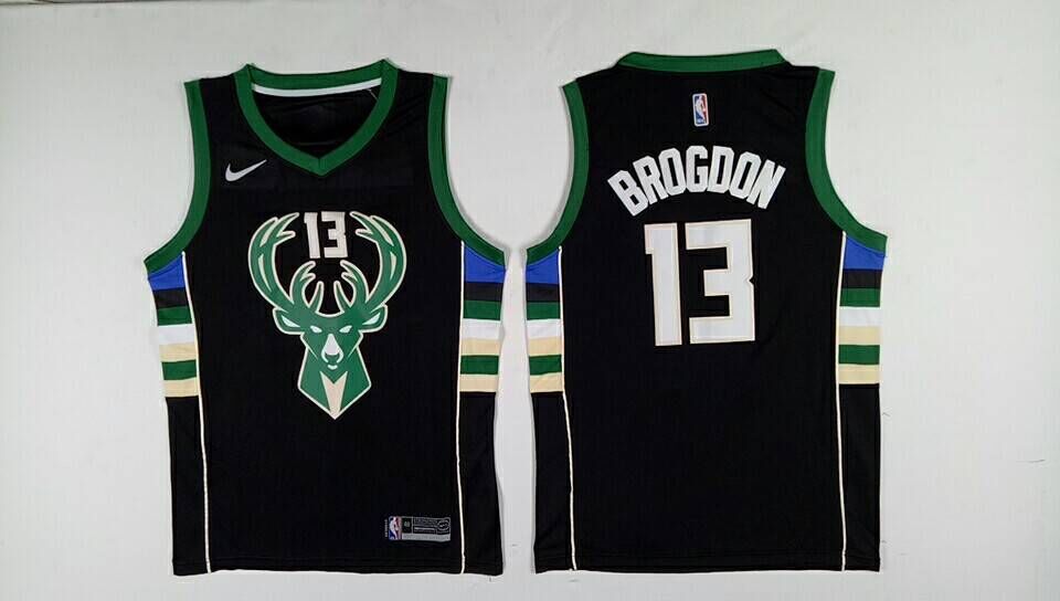 Men Milwaukee Bucks #13 Brogdon Black Nike NBA Jerseys->->NBA Jersey